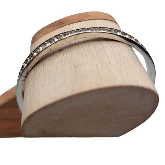 Brighton Orange Crystal Wave Bangle Bracelet Silver Tone 7.5" Vintage - Picture 3 of 13